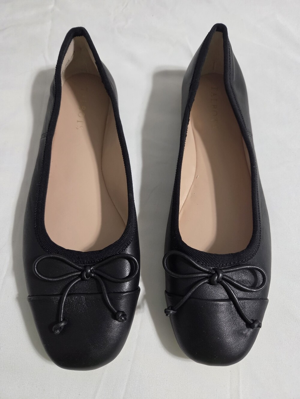 Talbots Soft Black Leather Ballet Flats With Bow. Round-cap Toe. Sz 9M Like New